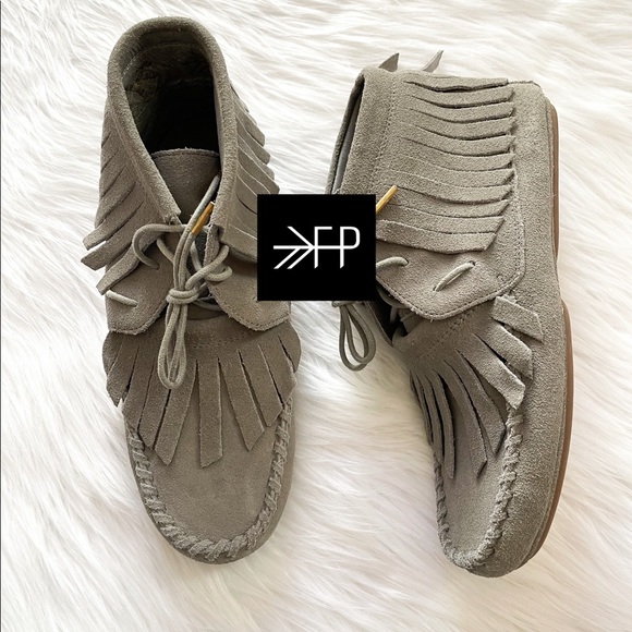 Freshly Picked Shoes - YS+FP GREY FRINGE MOCCASINS 8
